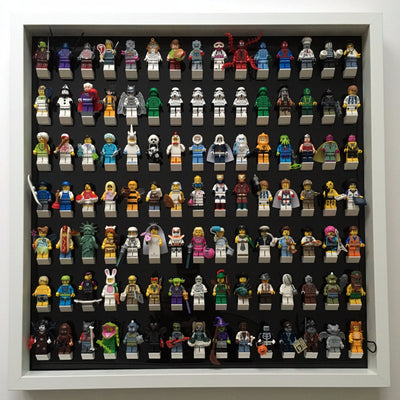 105 Lego Minifigures black edition white frame display - Lego Minifigures Display