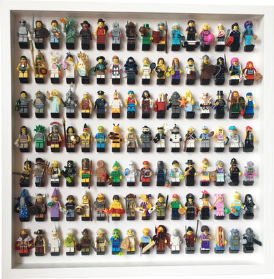 112 Lego Minifigures collector edition white frame display - Lego Minifigures Frame Display - 1