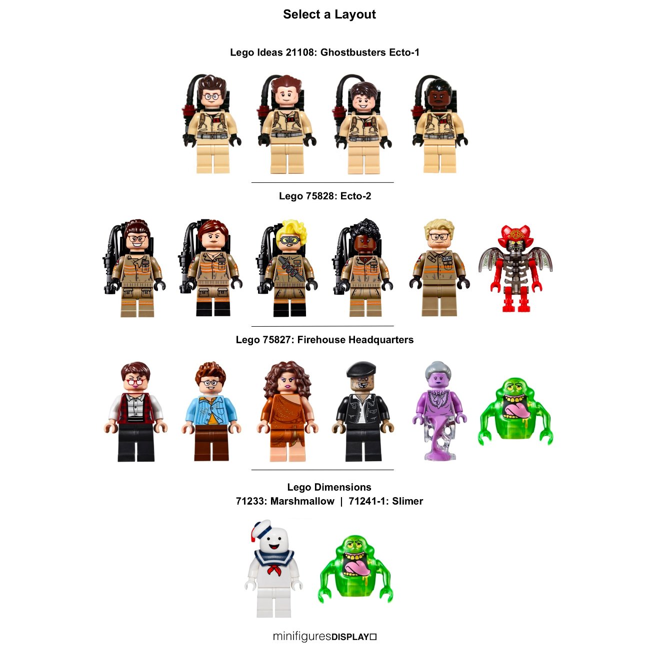 Display Frame for Ghostbusters Ecto 1 2 Minifigures Display Frames for Lego Minifigures